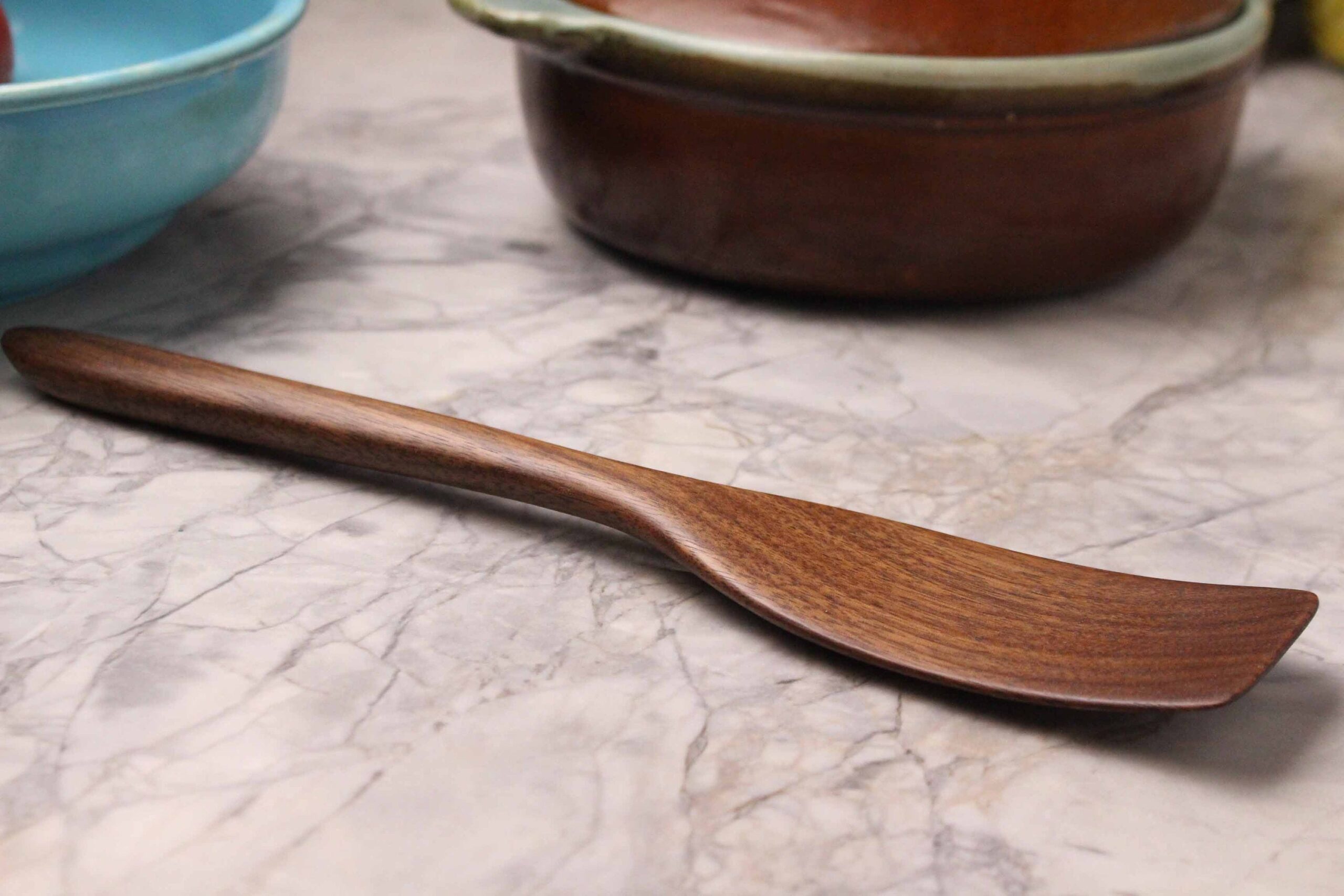 medium handmade wooden spatula for stirring and turning carved from Black Walnut wood - Image 5