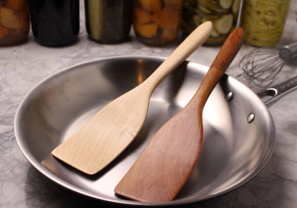 medium handmade wooden spatula for stirring and turning carved from Black Walnut wood