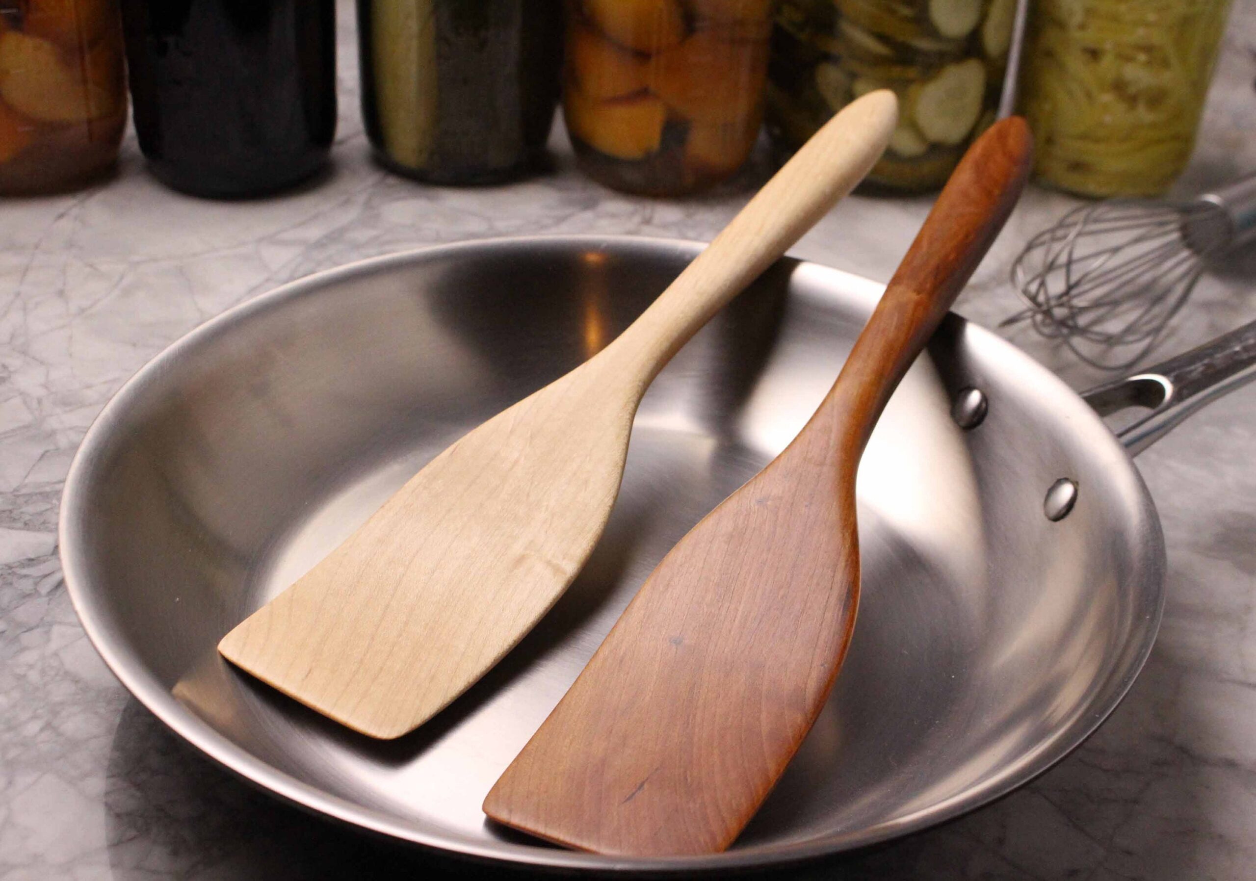 medium handmade wooden spatula for stirring and turning carved from Black Walnut wood