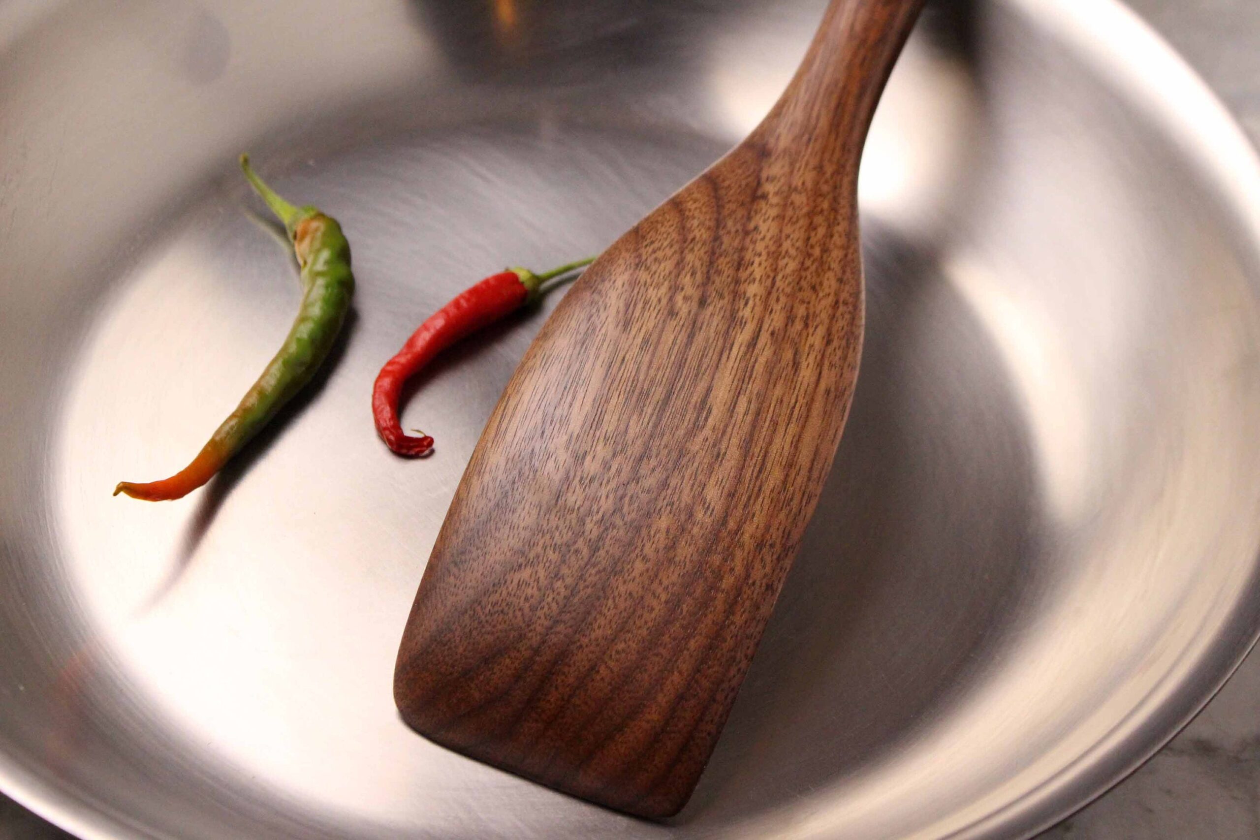 medium handmade wooden spatula for stirring and turning carved from Black Walnut wood - Image 3
