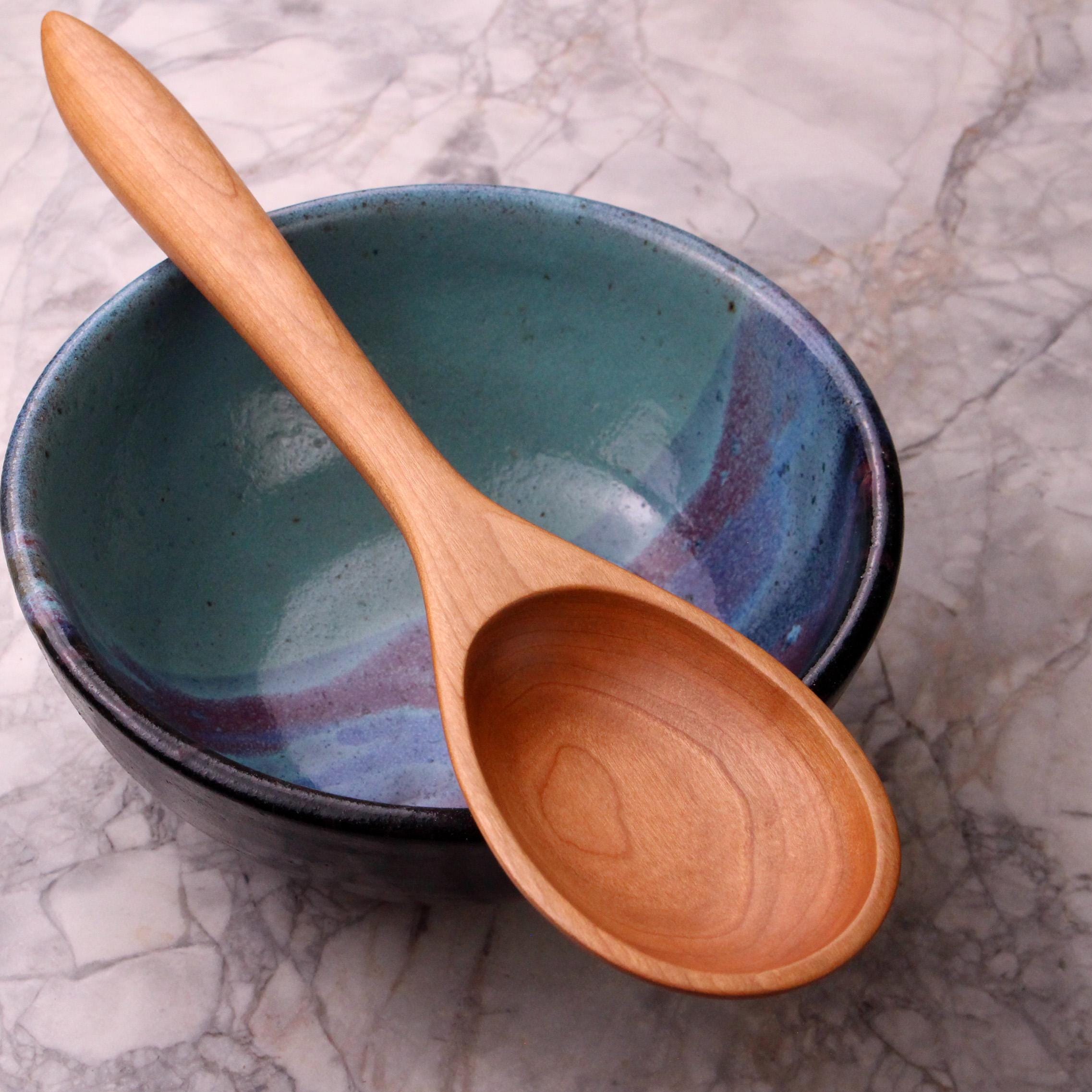 Handmade heirloom quality wooden stirring and mixing spoon hand-carved from Cherry wood, Maple wood, and Walnut wood - Image 2
