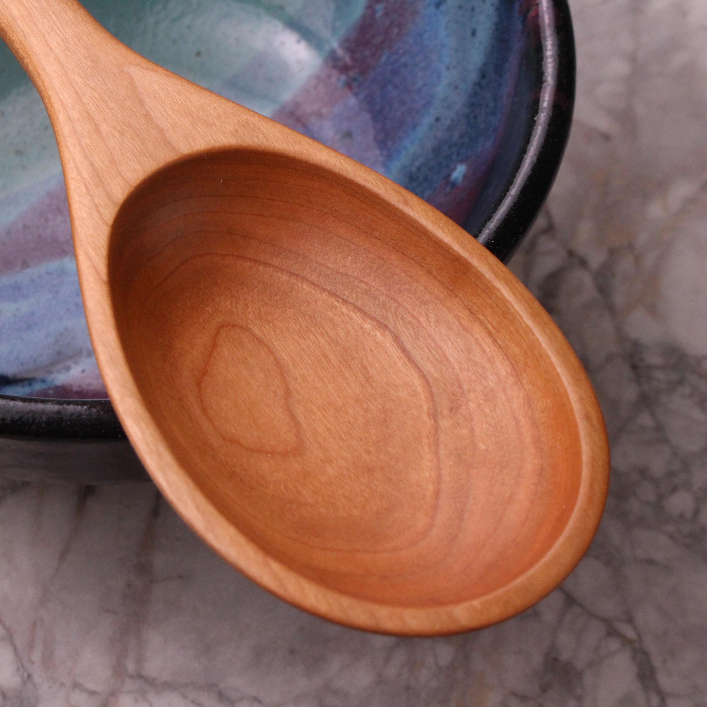 Handmade heirloom quality wooden stirring and mixing spoon hand-carved from Cherry wood, Maple wood, and Walnut wood - Image 3