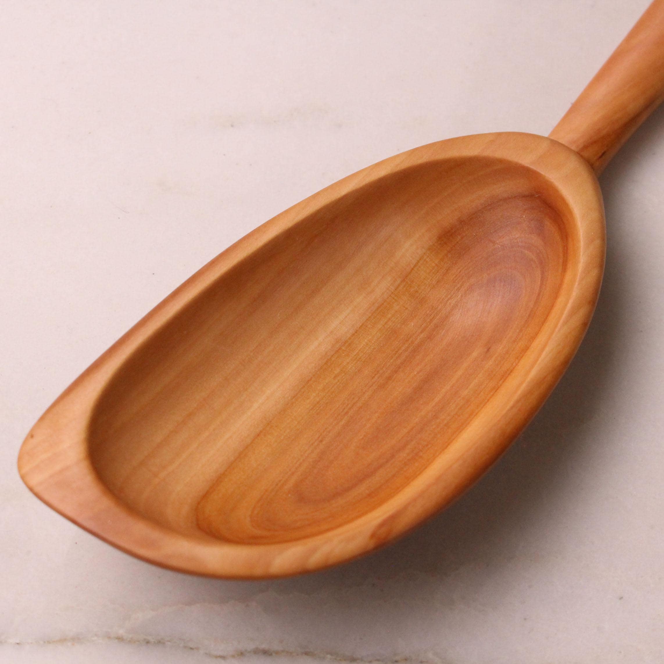 Handmade treenware wooden stirring spoon carved from salvaged Apple wood with a spatula end - Image 6